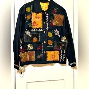 Tantrums Vintage Embroidered Patchwork Fall Long Sleeved Cotton Shirt